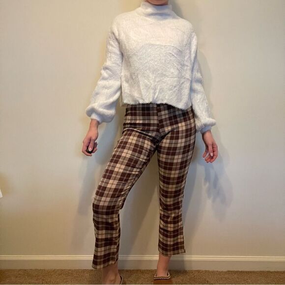 Altar’d State Plaid Pull On Kick Flare Pants - Picture 1 of 12